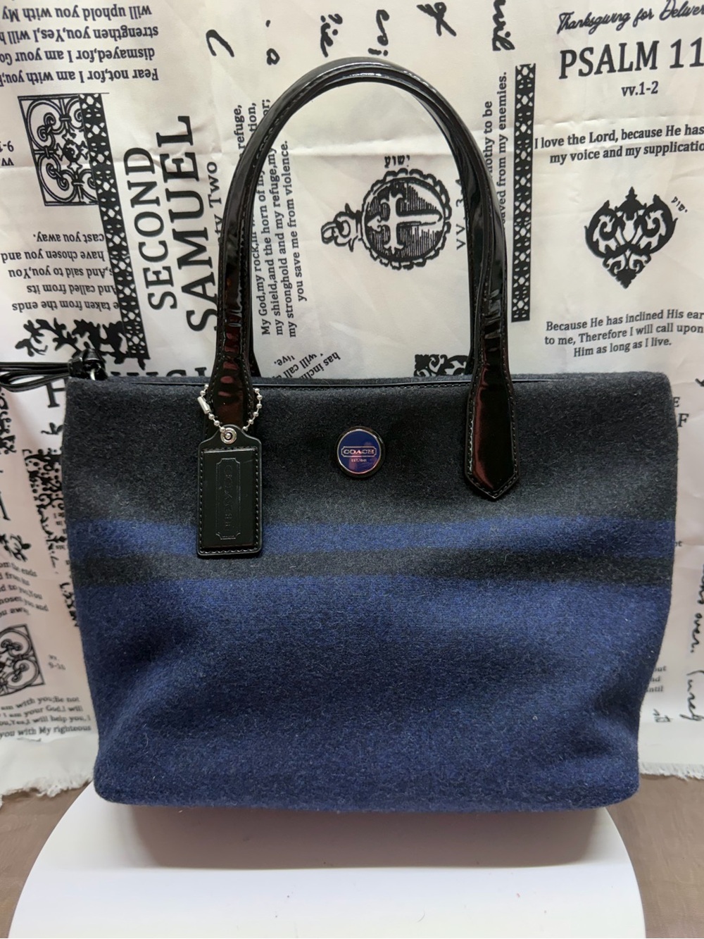 Coach Signature Stripe Wool North South Tote